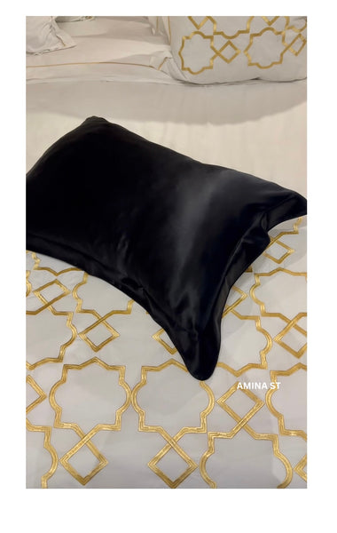 Black Satin Silk Pillowcase