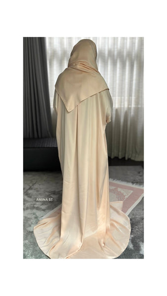 Pure Silk Abaya with attached Hijab. Prayer Abaya for Home Practice